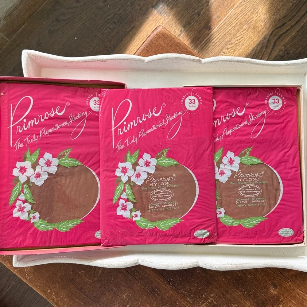 Primrose Vintage Stockings 3 Sets NEW in Pink Floral Box
